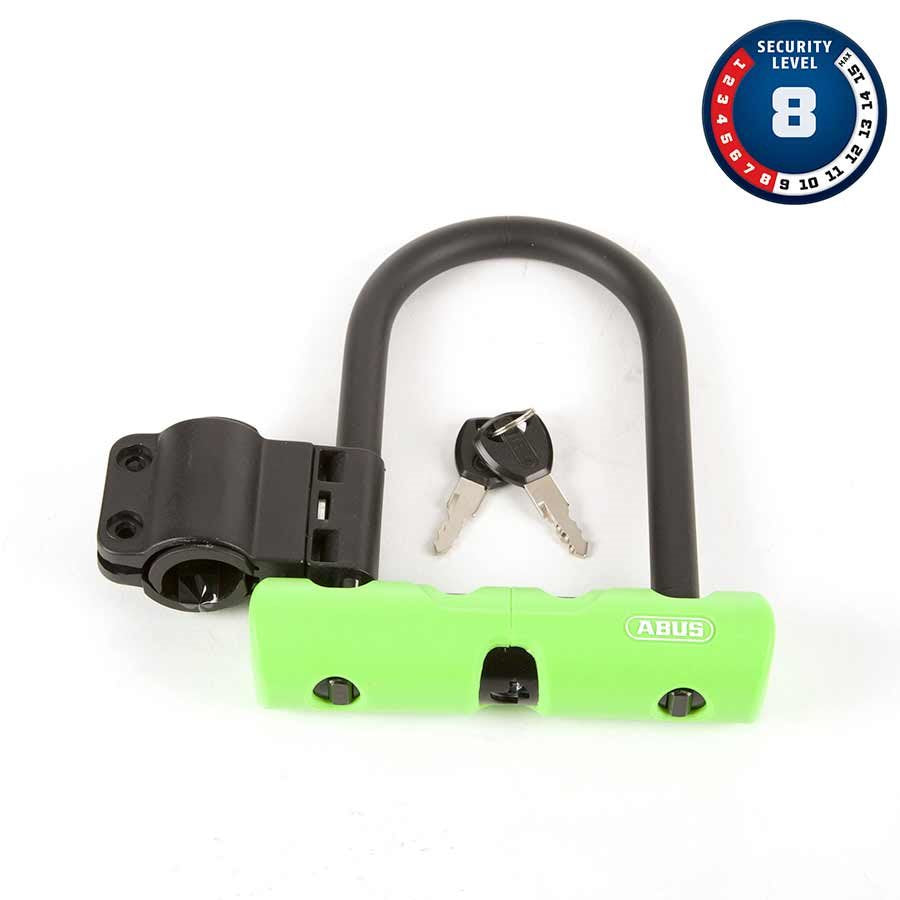 Abus Ultra 410 Mini U-Lock Key 12mm 14.0cm x 15.0cm 5.5&quot; x 5.9&quot; SH34 Green