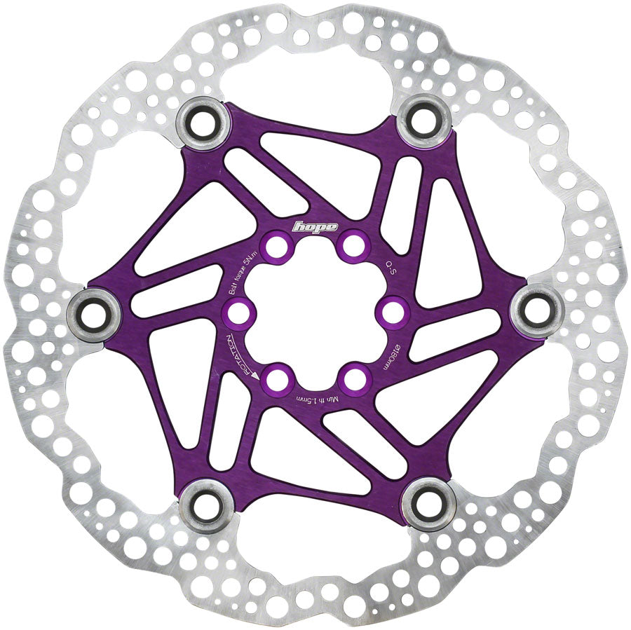 Hope Floating Disc Brake Rotor 180mm 6 Bolt Purple