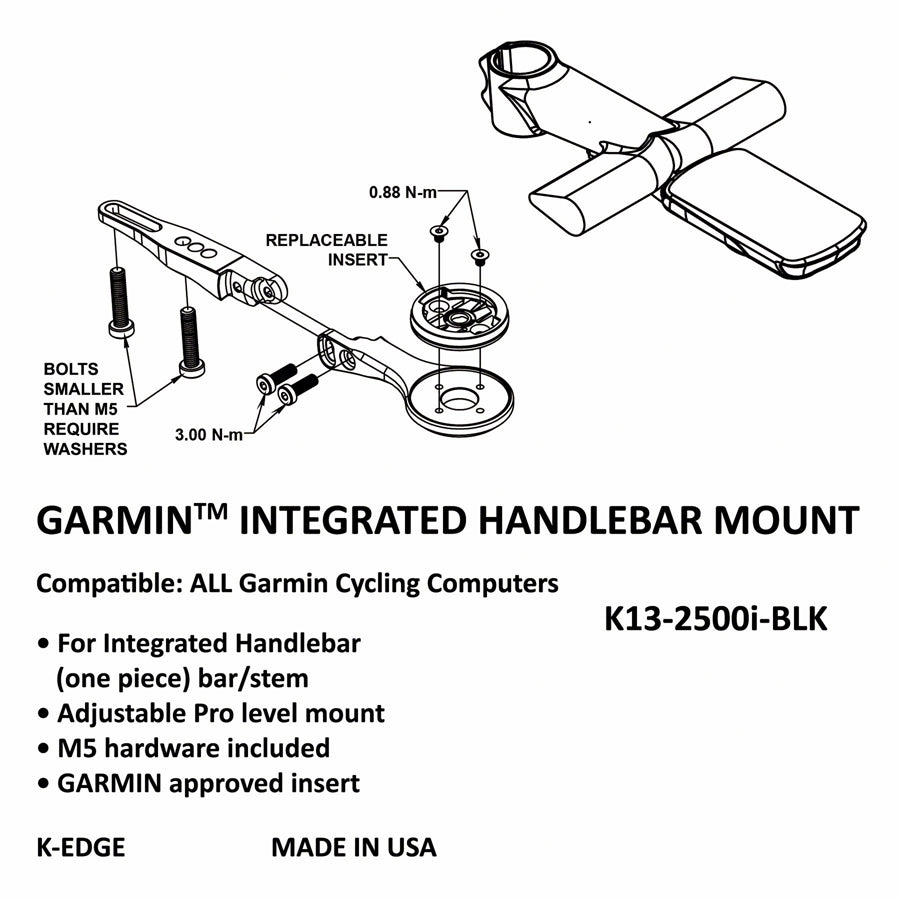 K-EDGE Adjustable Garmin Stem Mount - K-EDGE