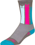 SockGuy Crew Felines Socks - 6" Gray/Pink/Teal Small/Medium