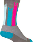 SockGuy Crew Felines Socks - 6" Gray/Pink/Teal Small/Medium