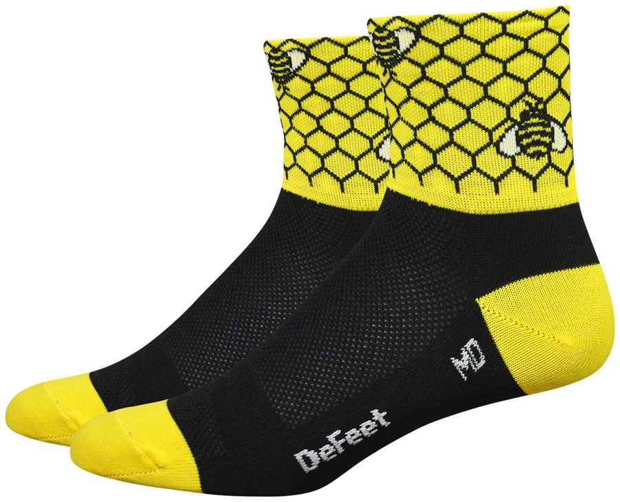 DeFeet Aireator Bee Aware Socks - 3&quot; Yellow/Black Medium