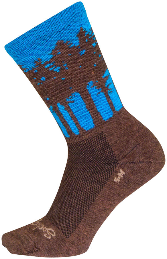 SockGuy Treeline Wool Socks - 6&quot; Brown/Blue Small/Medium