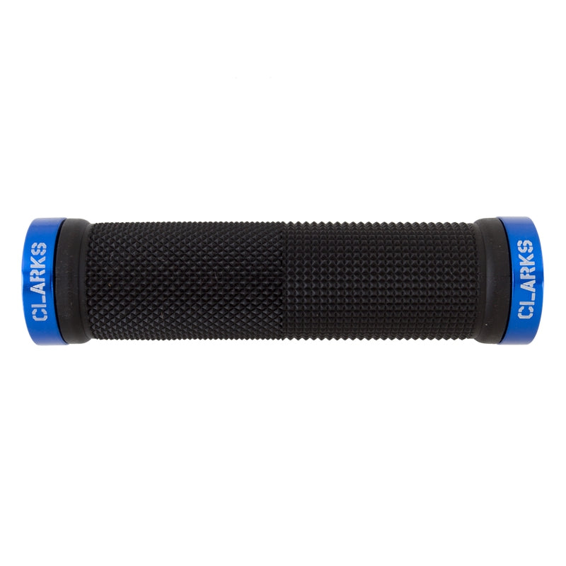 Clarks Lock-On Grips Blue/Black 130mm Dual Lock On - The Bike Hub