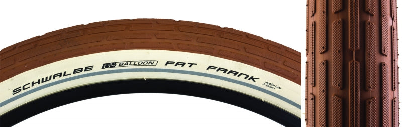 Schwalbe Fat Frank Tire - 26 x 2.35 Clincher Wire Brown/White Active Line - The Bike Hub