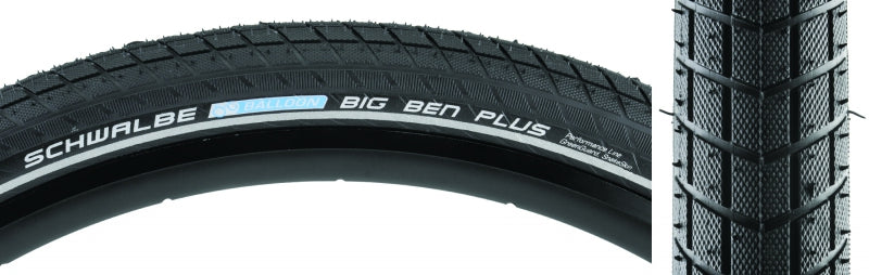 Schwalbe Big Ben Plus Tire - 700 x 50 Clincher Wire BLK/Reflective Performance Endurance E-50 GreenGuard DoubleDefense - The Bike Hub