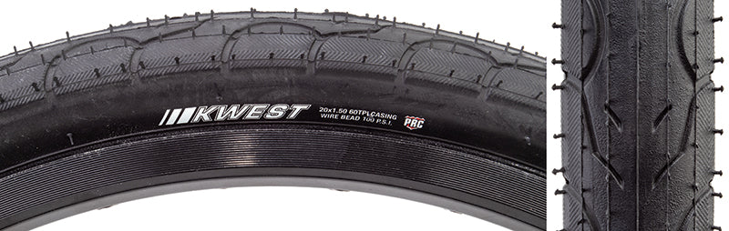 Kenda Kwest High Pressure Tire - 20 x 1.5 Clincher Wire Black 60tpi - The Bike Hub