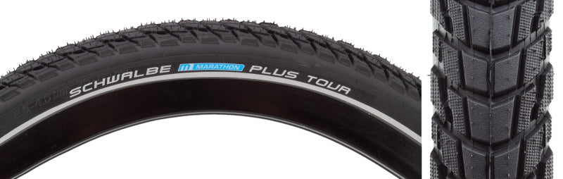 Schwalbe Marathon Plus Tour Tire - 26 x 2.0 Clincher Wire BLK/Reflective Performance Line SmartGuard Addix E-50 - The Bike Hub