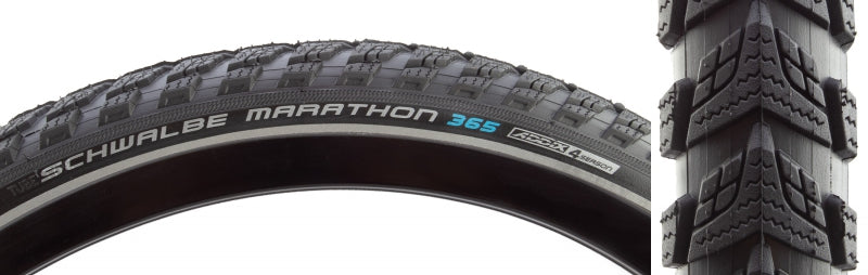 Schwalbe Marathon 365 Tire - 700 x 35 Clincher Wire BLK/Reflective Performance Line GreenGuard Addix 4Season E-50 - The Bike Hub