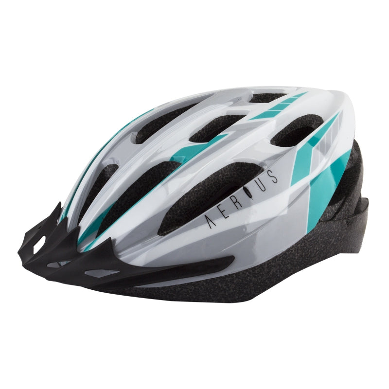 Aerius V19-Sport All Purpose In-Mold Silver/Turquoise 19 Head Lock - The Bike Hub