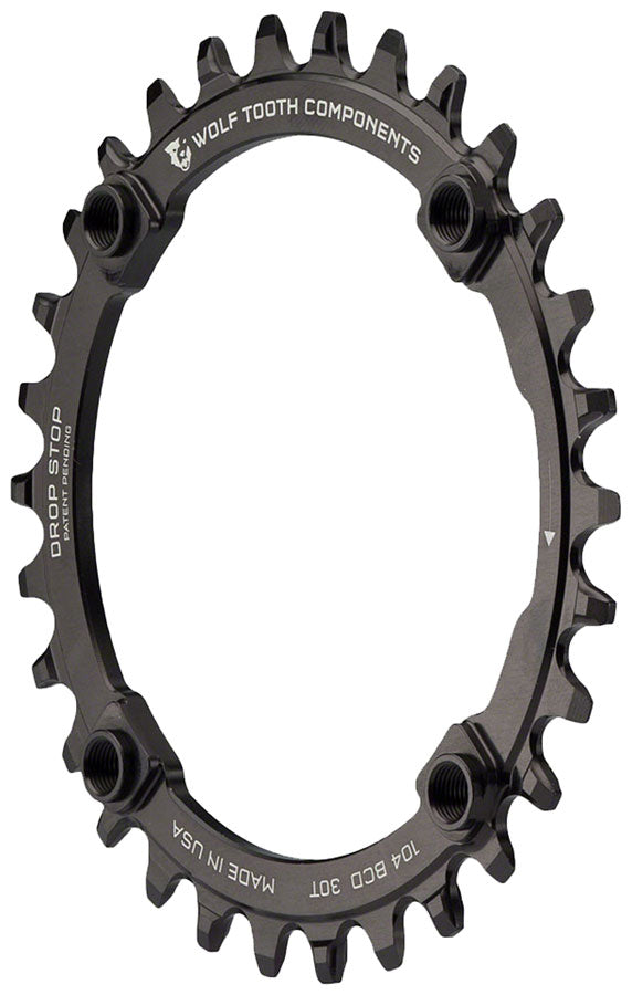 Wolf Tooth 104 BCD Chainring - 30t 104 BCD 4-Bolt Drop-Stop A Black - The Bike Hub