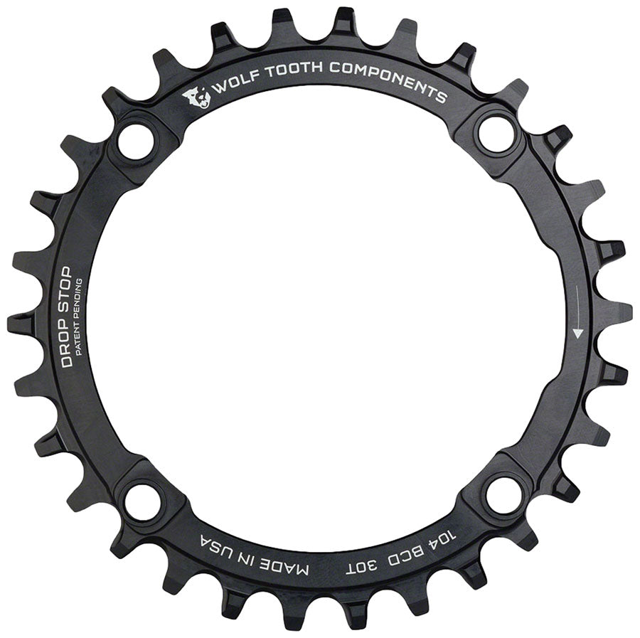 Wolf Tooth 104 BCD Chainring - 30t 104 BCD 4-Bolt Drop-Stop A Black - The Bike Hub