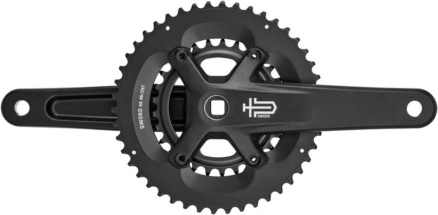 microSHIFT Sword BLK 2x Crankset - 175mm 9-Speed 46/29t 110/80 Asym BCD JIS Square Taper Spindle Interface BLK - The Bike Hub