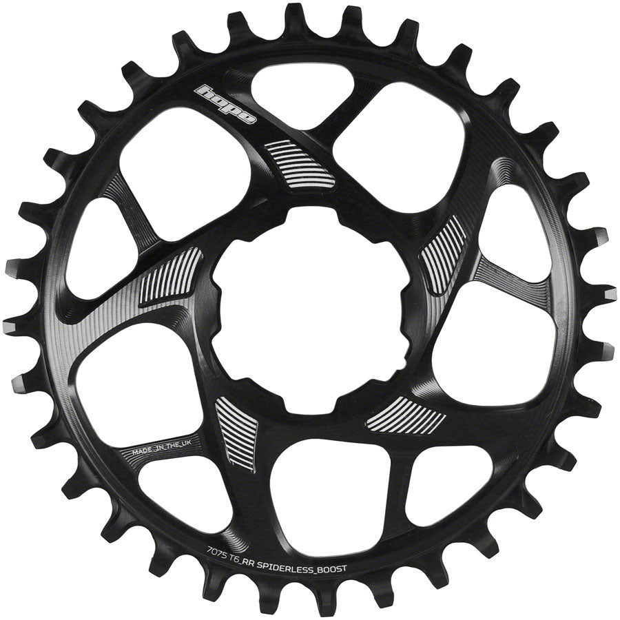 Hope Spiderless Retainer Chainring - 34t Boost Hope Direct Mount R22 Black - The Bike Hub