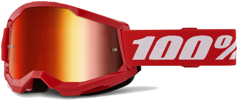 100% Strata 2 Goggles - Red/Mirror Red - The Bike Hub