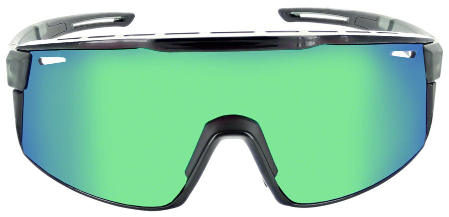 Optic Nerve Fixie Max Sunglasses - Matte Crystal Gray Shiny BLK Lens Rim Smoke Lens Green Mirror