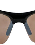 ONE Tightrope Polarized Sunglasses: Shiny Black with Brown Silver Flash Lens