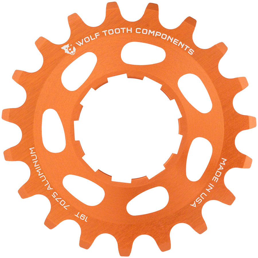 Wolf Tooth Single Speed Aluminum Cog - 19t Compatible 3/32&quot; Chains Orange