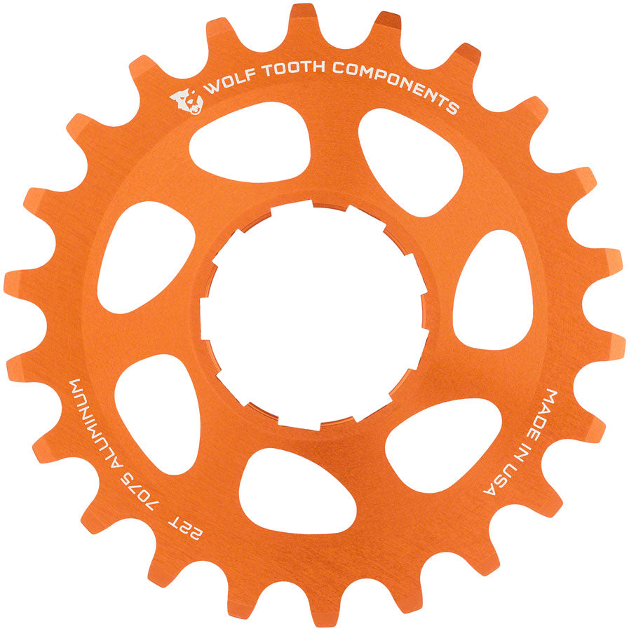 Wolf Tooth Single Speed Aluminum Cog - 22t Compatible 3/32&quot; Chains Orange