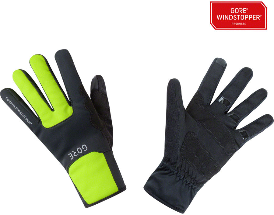 GORE M WINDSTOPPER Thermo Gloves - Black/Neon Yellow Full Finger Small