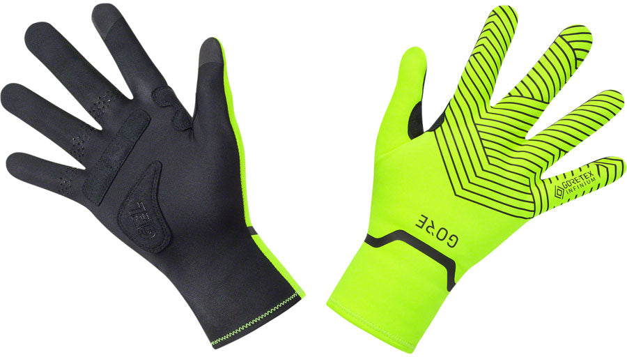 Gorewear C3 Gore Tex Infinium Stretch Mid Gloves - Neon YLW/BLK Full Finger Small - The Bike Hub
