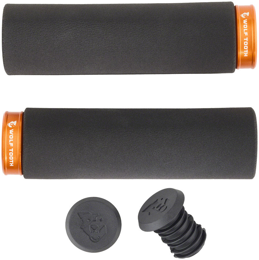 Wolf Tooth Fat Paw Lock-on Grips - Black/Orange - The Bike Hub