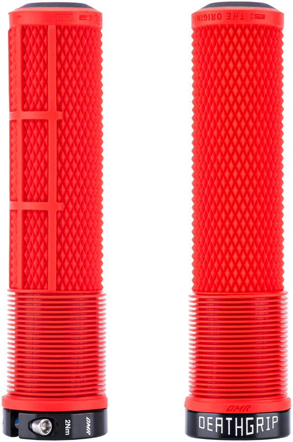 DMR DeathGrip 2 Flangeless Grips - Thick Lock-On Red - The Bike Hub