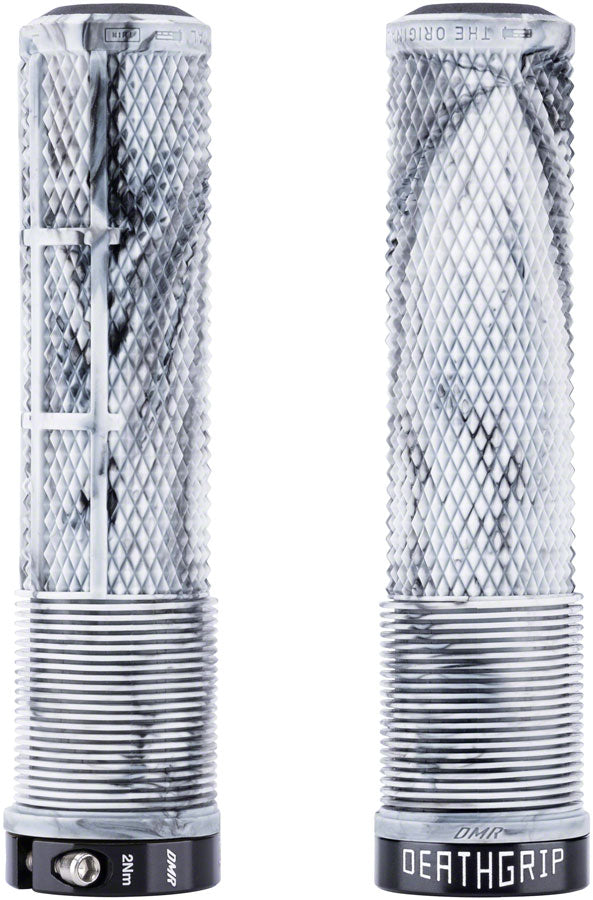 DMR DeathGrip 2 Flangeless Grips - Thin Lock-On Snow Camo - The Bike Hub
