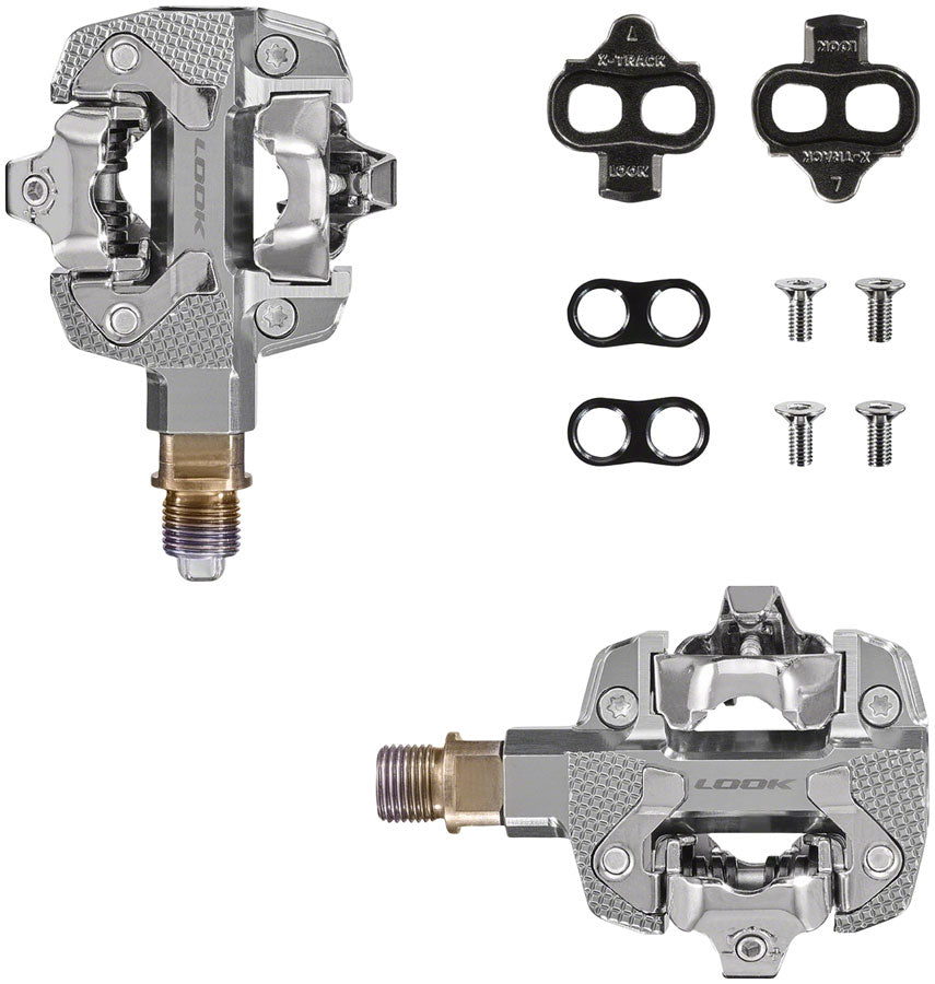 LOOK X-TRACK Single Power Pedals - Dual Sided Clipless Chromoly 9/16&quot; Silver - The Bike Hub