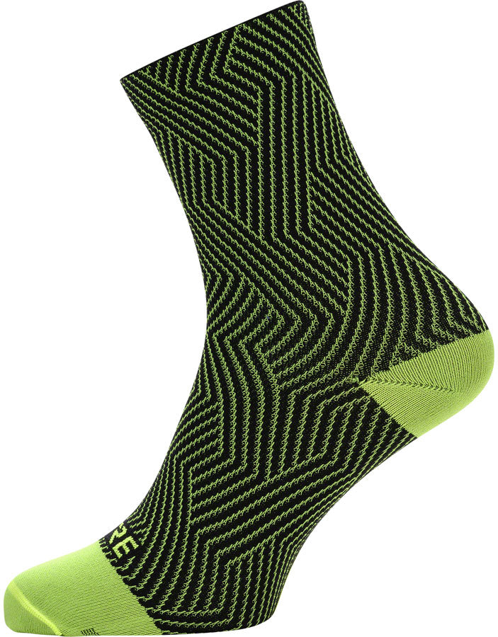 Gorewear C3 Mid Socks - 6.7" Neon Yellow/Black Mens 6-7.5 - The Bike Hub