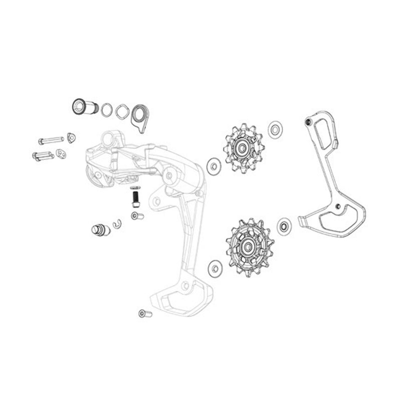 SRAM XX SL Eagle T-Type AXS Rear Derailleur Cover Kit - Upper Lower Outer Link Bushings Includes Bolts