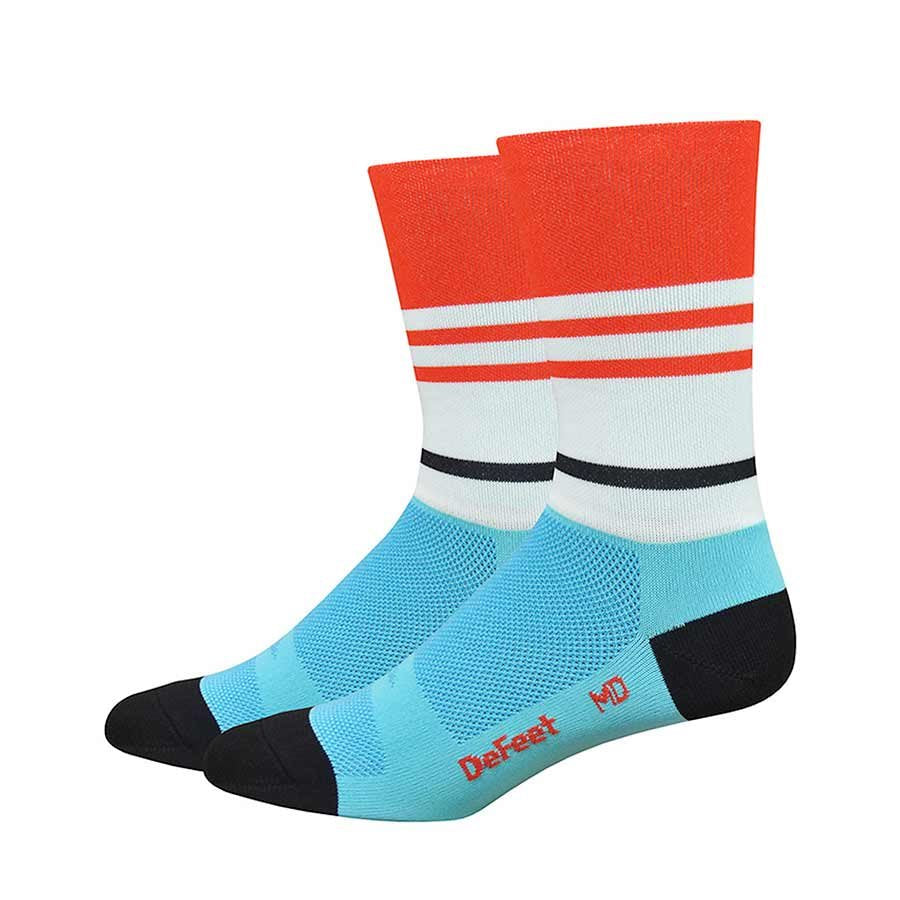 DeFeet Aireator 6&quot; Socks Light Blue/Poinciana L Pair - The Bike Hub