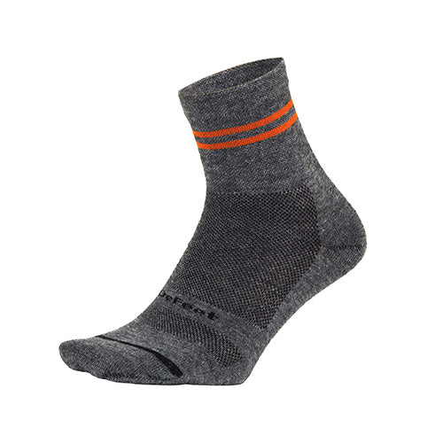 DeFeet Wooleator Pro 3&quot; Gravel Gray Socks 7-9 Orange Stripe