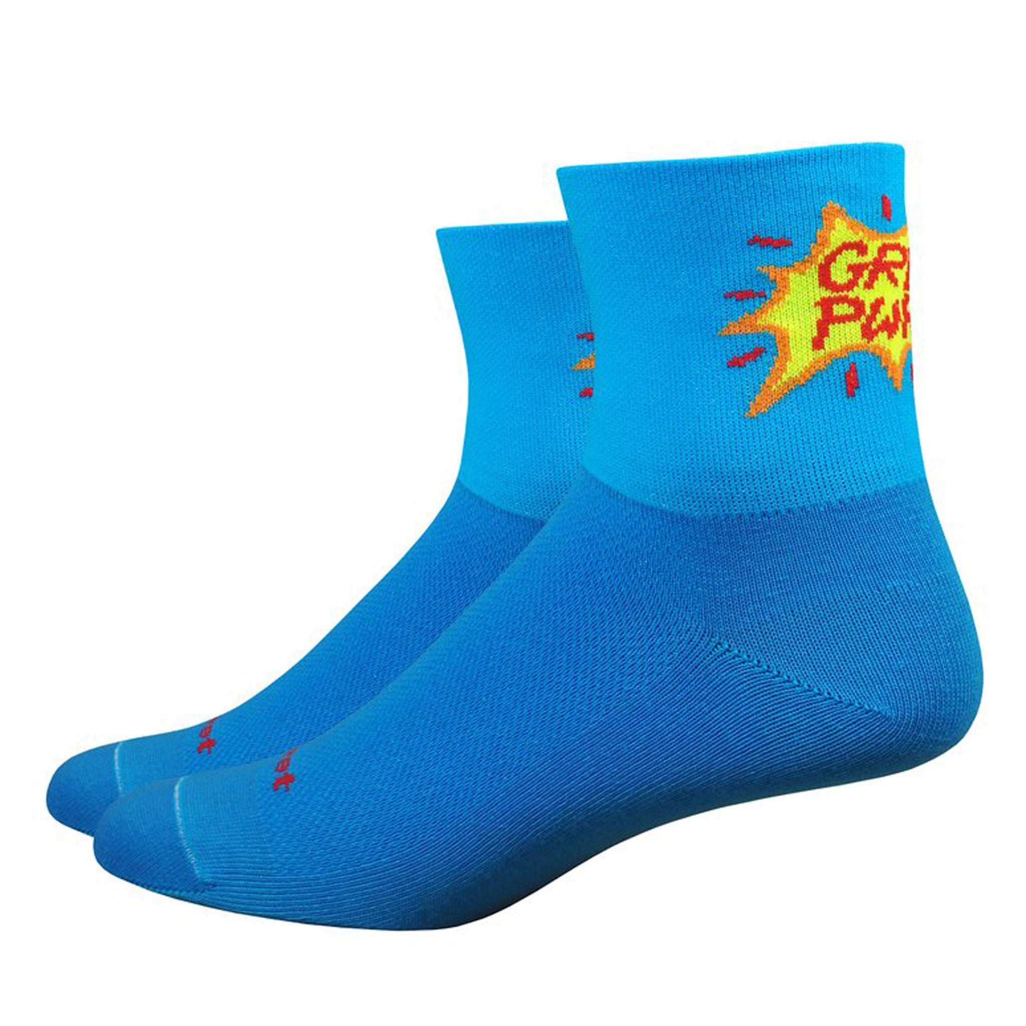DeFeet Aireator 3&quot; Girl Power Womens Socks 5-7 Blue/Yellow