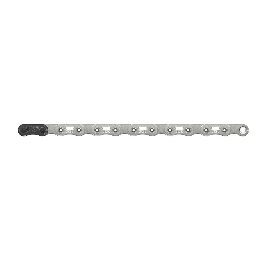SRAM XX SL Eagle T-Type Flattop Chain - 12-Speed 126 Links Hollow Pin Includes PowerLock Connector PVD Coated Silver
