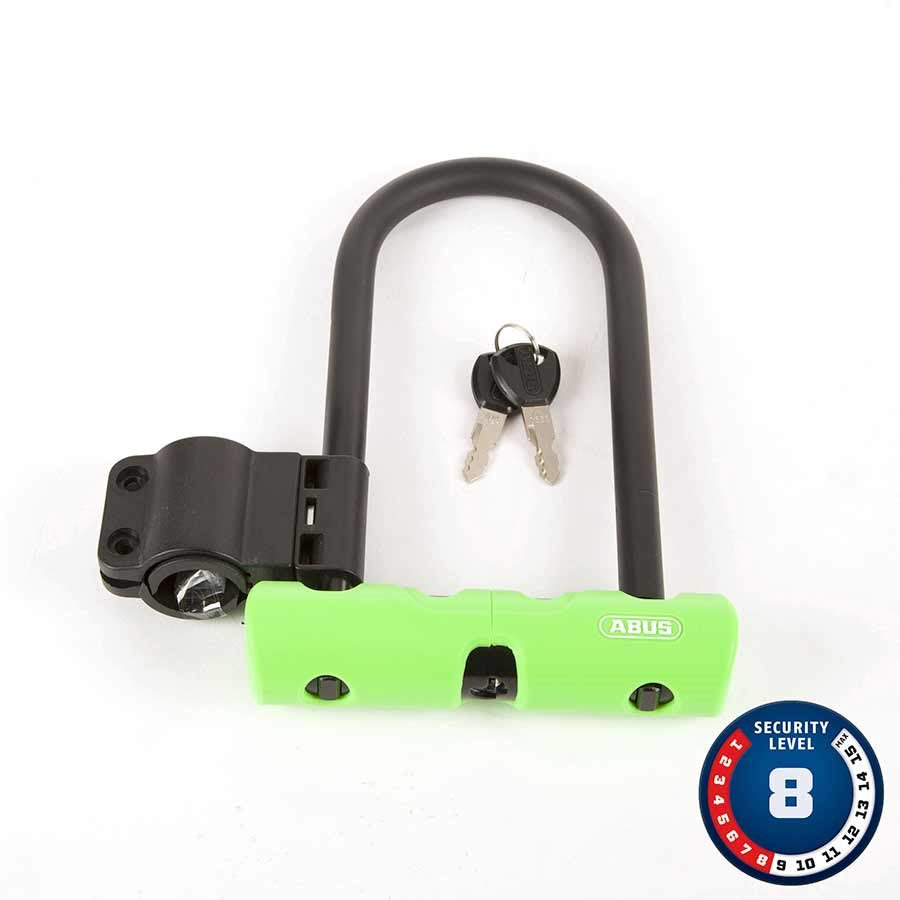 Abus Ultra 410 Mini U-Lock Key 12mm 15.0cm x 18.0cm 5.9&quot; x 7.1&quot; SH34 Green