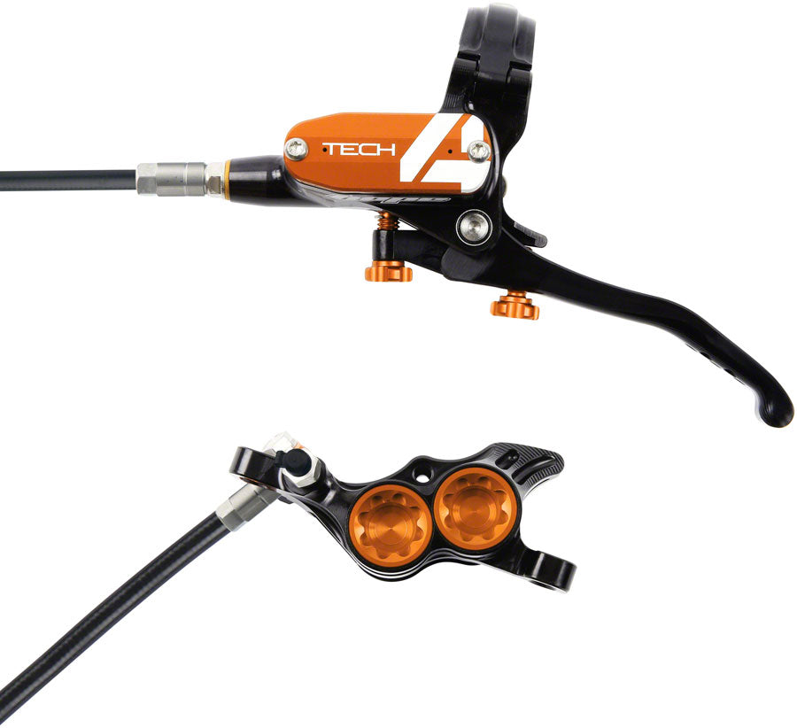 Hope Tech 4 E4 Disc Brake and Lever Set - Rear Hydraulic Post Mount Orange