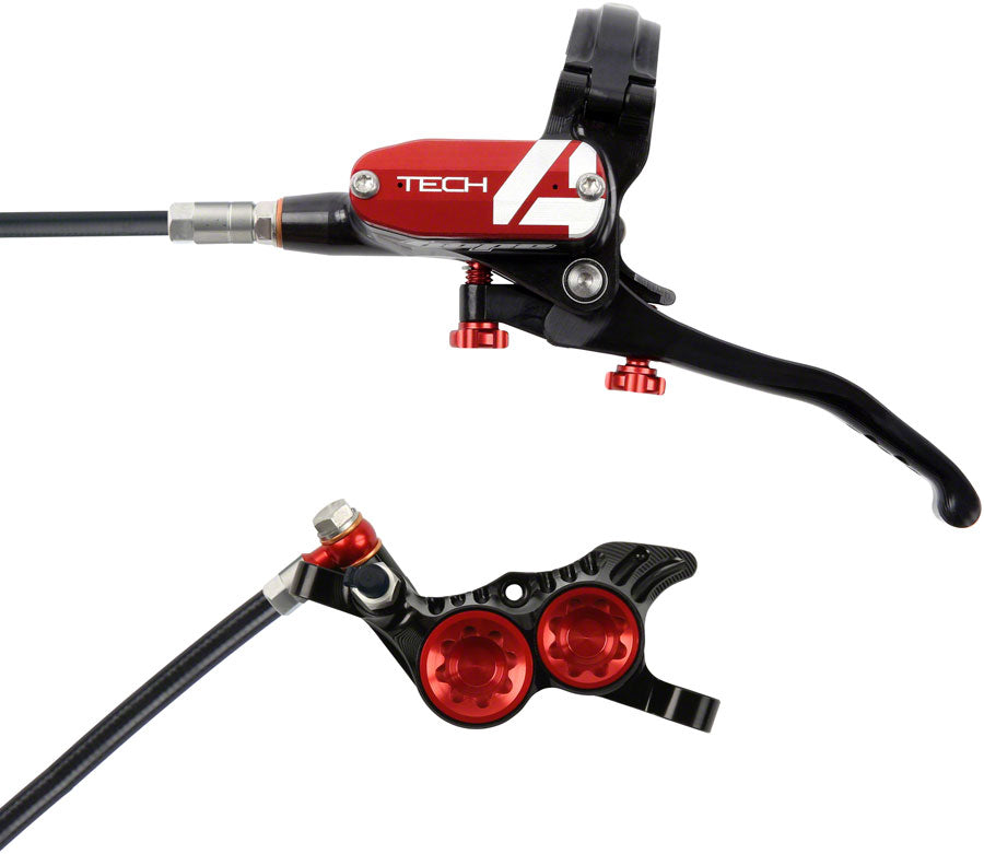 Hope Tech 4 V4 Disc Brake and Lever Set - Front Hydraulic Post Mount Red