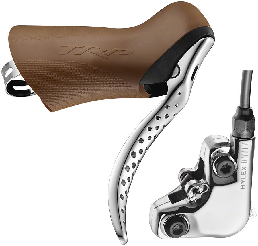 TRP Hylex RS Disc Brake Lever - Left Hand Lever Hydraulic Flat Mount Gum/Silver