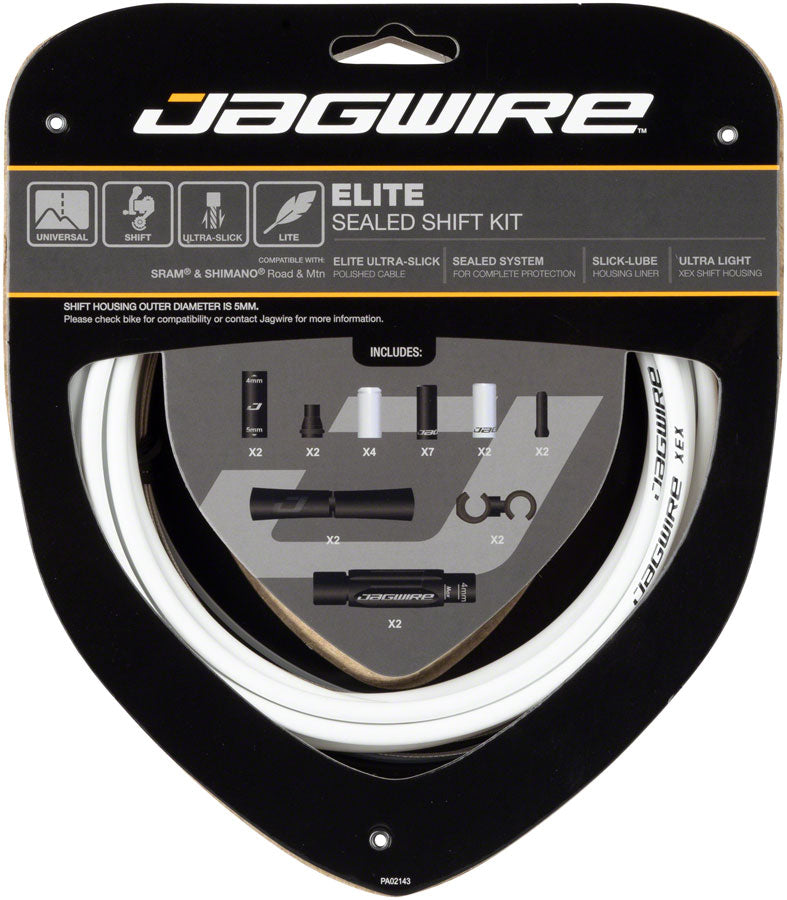 Jagwire Elite Sealed Shift Cable Kit - SRAM/Shimano Ultra-Slick Uncoated Cables White