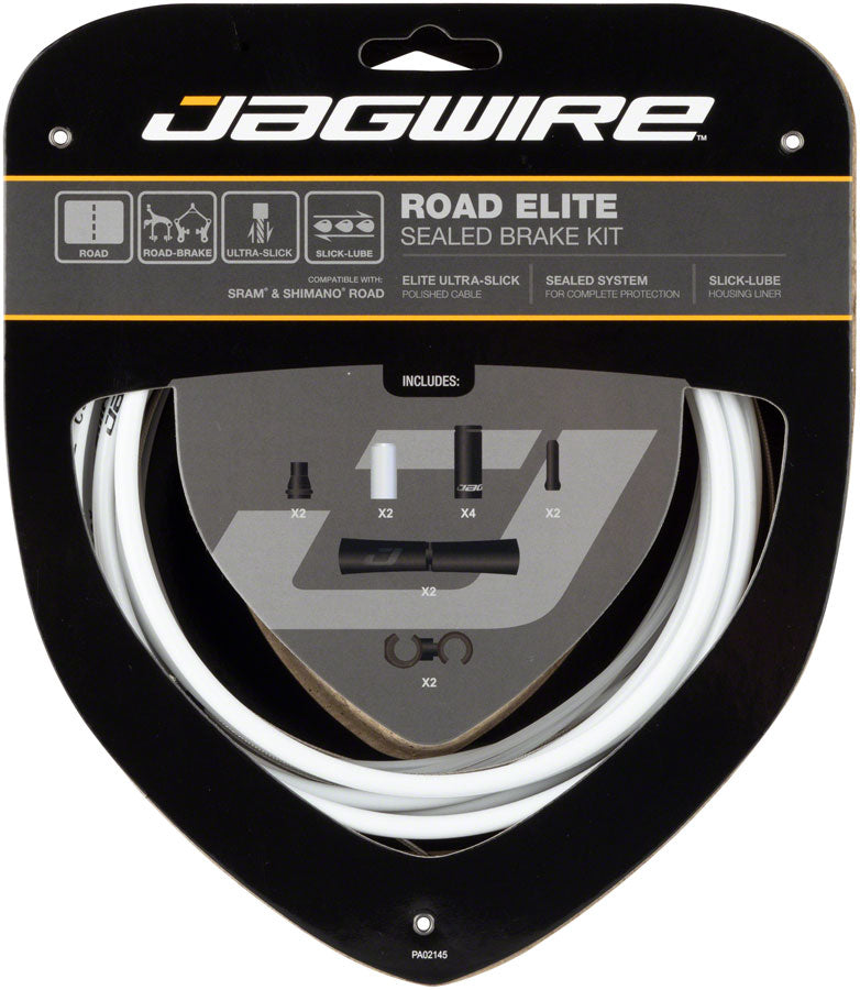 Jagwire Road Elite Sealed Brake Cable Kit - SRAM/Shimano Ultra-Slick Uncoated Cables White