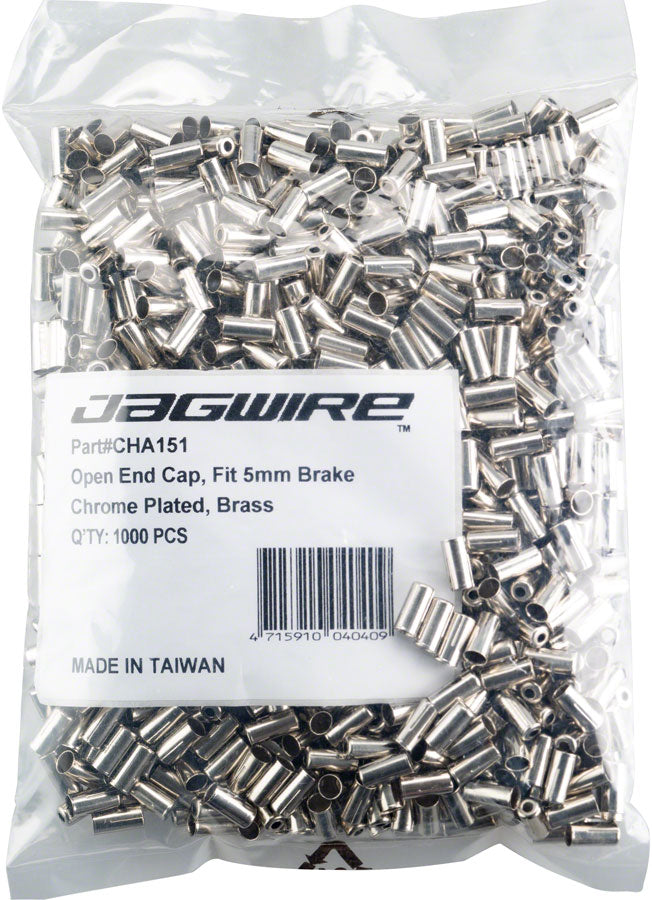 Jagwire 5mm Open Pre-Crimped End Caps Refill Bag of 1000 Chrome Plated