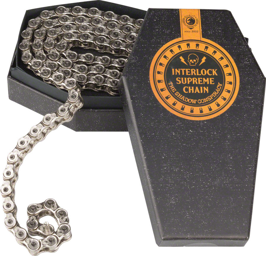 The Shadow Conspiracy Interlock Supreme Chain - Single Speed 1/2&quot; x 1/8&quot; 98 Links Half Link Chain Silver