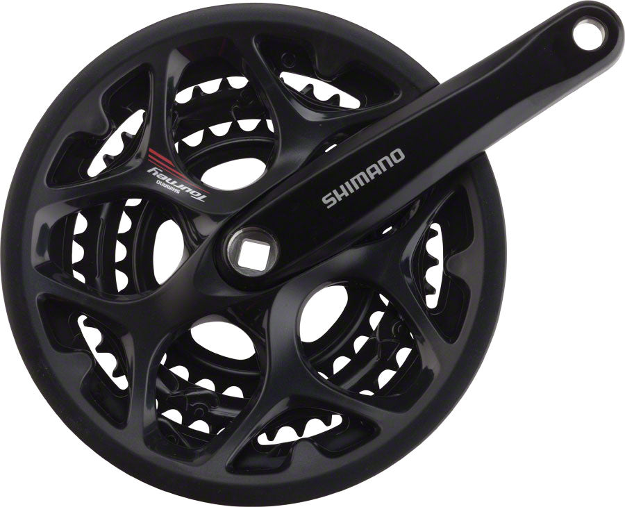 Shimano Tourney FC-A073 Crankset - 170mm 7/8-Speed 50/39/30t Riveted Square Taper JIS Spindle Interface BLK With Chainguard