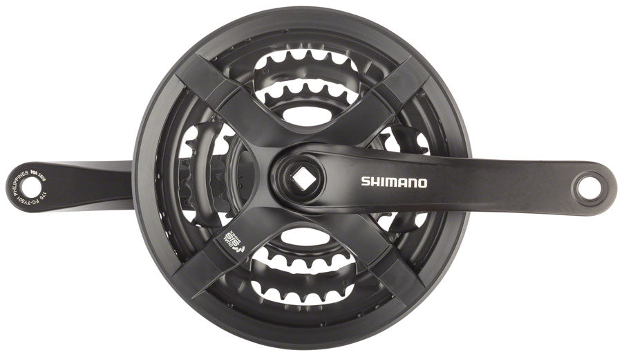 Shimano Tourney FC-TY501 Crankset - 175mm 6/7/8-Speed 48/38/28t Riveted Square Taper JIS Spindle Interface BLK