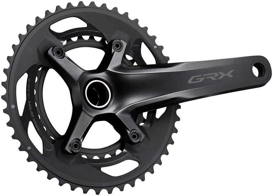 Shimano GRX FC-RX600-10 Crankset - 175mm 10-Speed 46/30t 110/80 BCD Hollowtech II Spindle Interface BLK - The Bike Hub