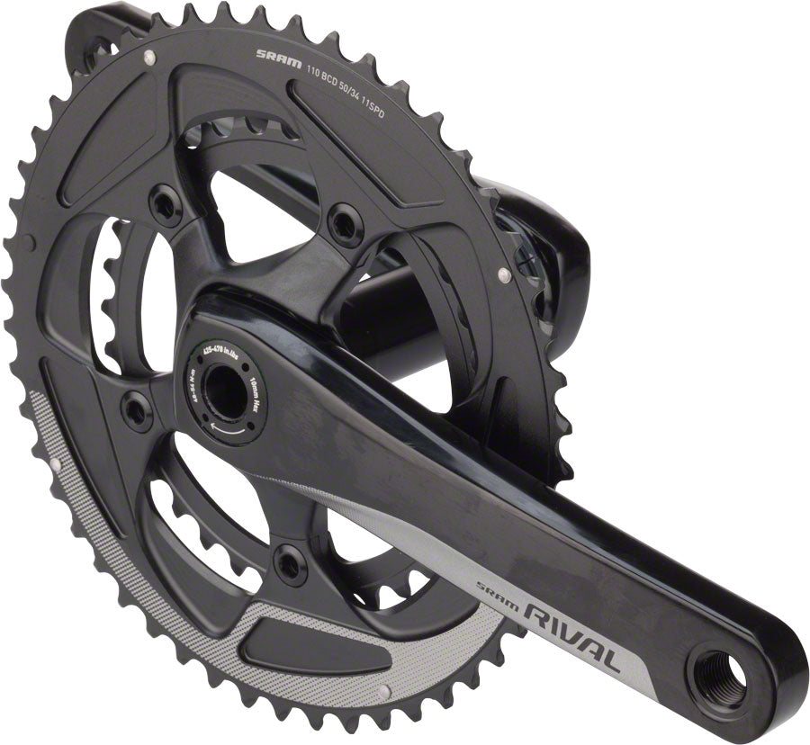 SRAM Rival 22 Crankset - 170mm 11-Speed 50/34t 110 BCD BB30/PF30 Spindle Interface BLK - The Bike Hub