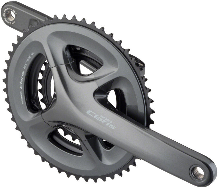 Shimano Claris FC-R2030 Crankset - 170mm 8-Speed 50/39/30t 110/74 BCD Hollowtech II Spindle Interface BLK