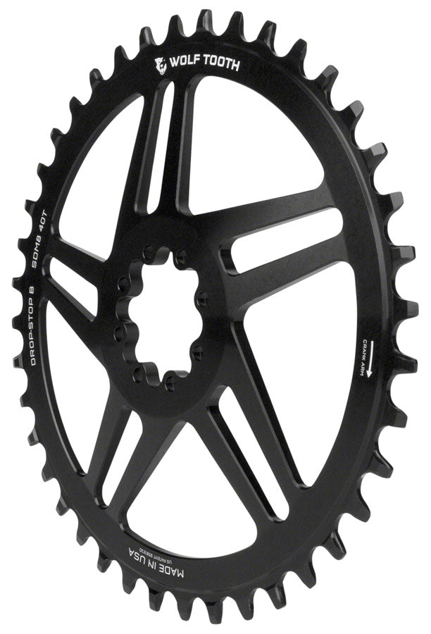 Wolf Tooth Direct Mount Chainring - 38t SRAM Direct Mount Drop-Stop B For SRAM 8-Bolt Cranksets 6mm Offset BLK