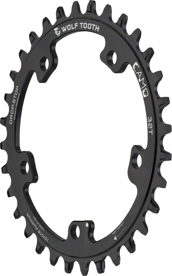 Wolf Tooth CAMO Aluminum Chainring - 32t Wolf Tooth CAMO Mount Drop-Stop A BLK